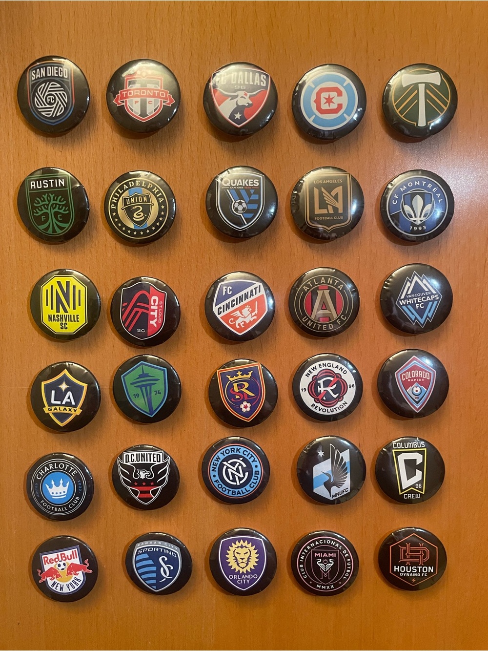 All 30 MLS Soccer Shield Buttons